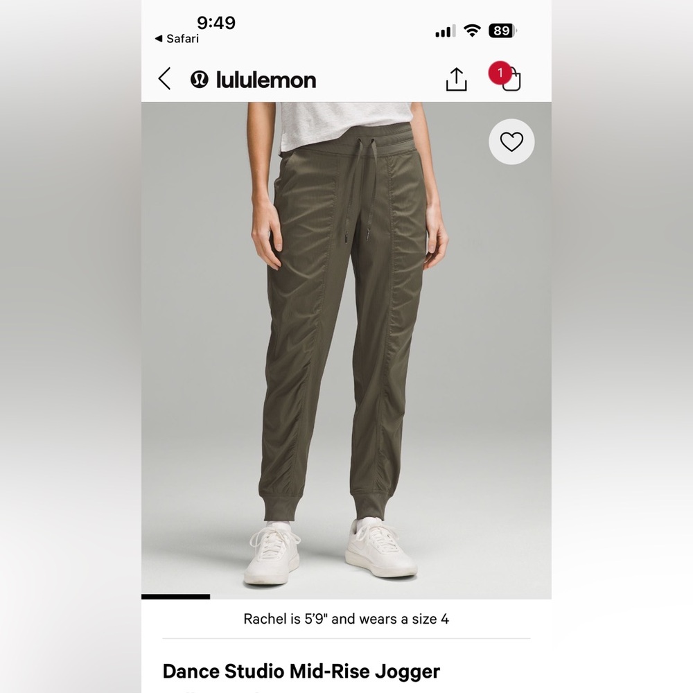 Lululemon Dance Studio Mid-Rise Jogger Size 4 Green